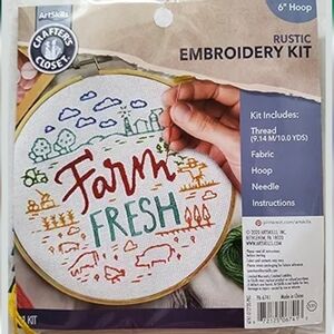 Crafters Closet Farm Fresh Rustic Embroidery Kit New
